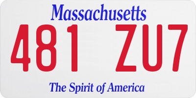 MA license plate 481ZU7