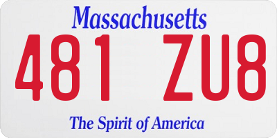 MA license plate 481ZU8