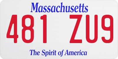 MA license plate 481ZU9