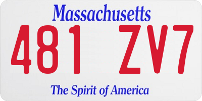 MA license plate 481ZV7