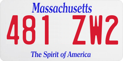 MA license plate 481ZW2