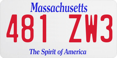 MA license plate 481ZW3