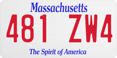 MA license plate 481ZW4