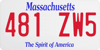 MA license plate 481ZW5
