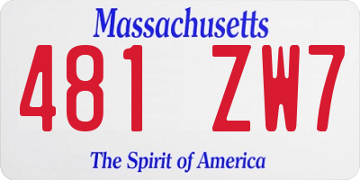 MA license plate 481ZW7