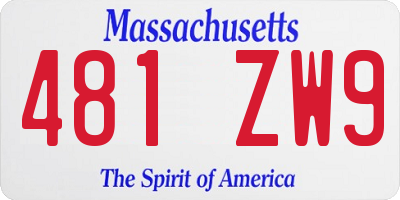 MA license plate 481ZW9