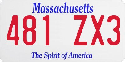 MA license plate 481ZX3