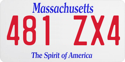 MA license plate 481ZX4