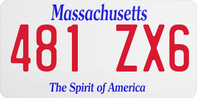 MA license plate 481ZX6