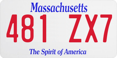 MA license plate 481ZX7
