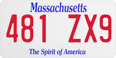 MA license plate 481ZX9