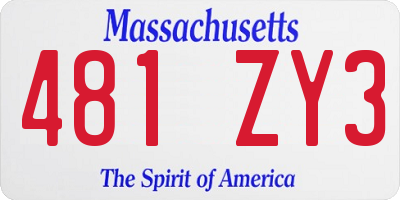 MA license plate 481ZY3
