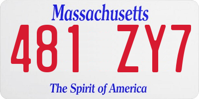 MA license plate 481ZY7
