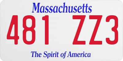 MA license plate 481ZZ3