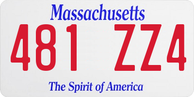 MA license plate 481ZZ4