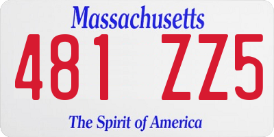 MA license plate 481ZZ5