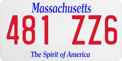 MA license plate 481ZZ6