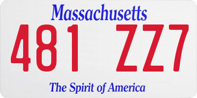 MA license plate 481ZZ7