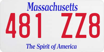 MA license plate 481ZZ8