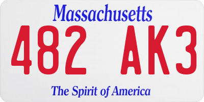 MA license plate 482AK3
