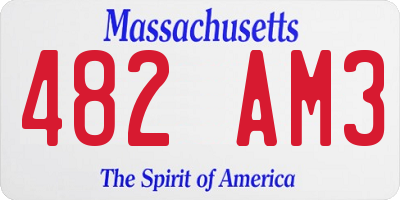 MA license plate 482AM3