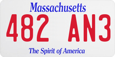 MA license plate 482AN3