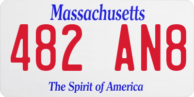 MA license plate 482AN8