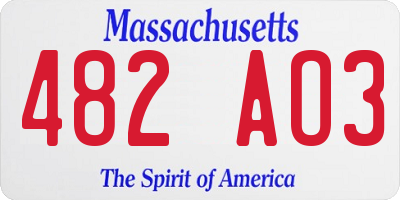 MA license plate 482AO3