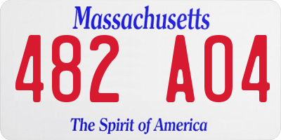 MA license plate 482AO4