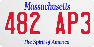 MA license plate 482AP3