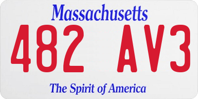 MA license plate 482AV3