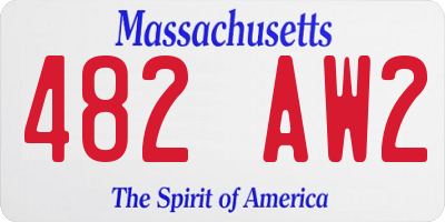 MA license plate 482AW2