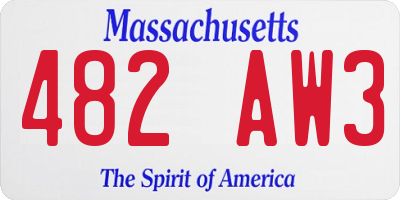 MA license plate 482AW3