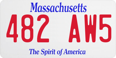 MA license plate 482AW5