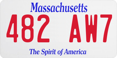 MA license plate 482AW7