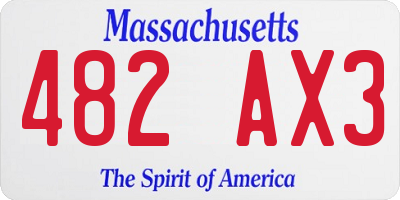 MA license plate 482AX3