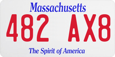 MA license plate 482AX8
