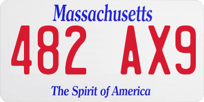 MA license plate 482AX9
