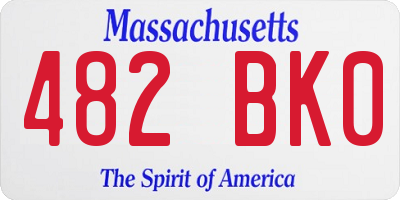MA license plate 482BK0