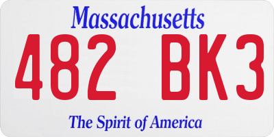 MA license plate 482BK3