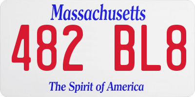 MA license plate 482BL8