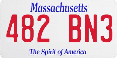 MA license plate 482BN3