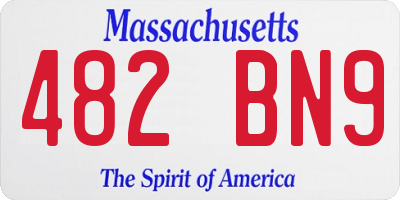 MA license plate 482BN9