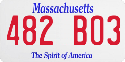 MA license plate 482BO3