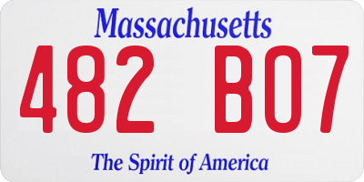 MA license plate 482BO7