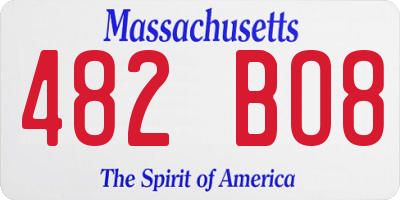 MA license plate 482BO8
