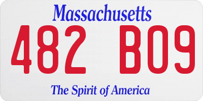 MA license plate 482BO9