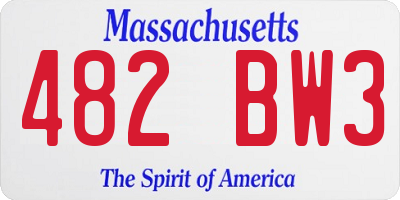 MA license plate 482BW3