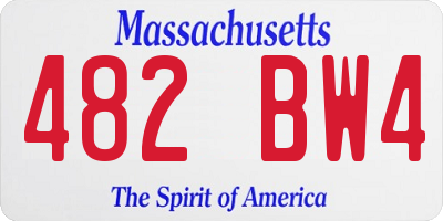 MA license plate 482BW4