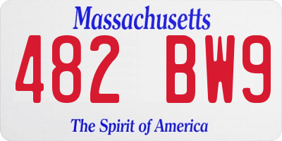 MA license plate 482BW9